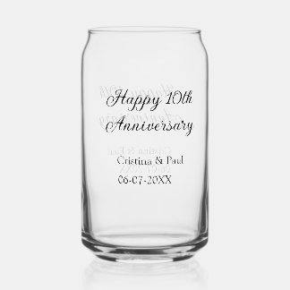 Happy 10. Jubiläum einfache minimale Hochzeitsbeze Dosenglas
