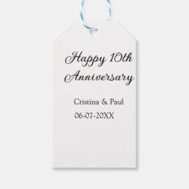 Happy 10. Jubiläum einfache minimale Hochzeitsbeze Geschenkanhänger