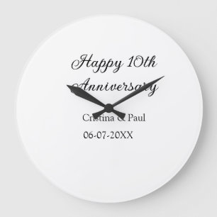 Happy 10. Jubiläum einfache minimale Hochzeitsbeze Große Wanduhr