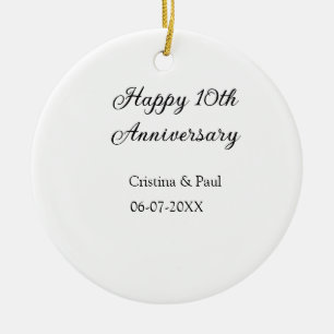 Happy 10. Jubiläum einfache minimale Hochzeitsbeze Keramik Ornament