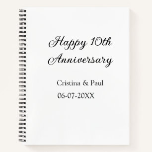 Happy 10. Jubiläum einfache minimale Hochzeitsbeze Notizbuch