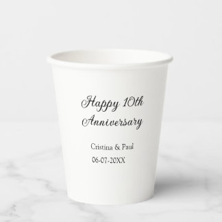 Happy 10. Jubiläum einfache minimale Hochzeitsbeze Pappbecher