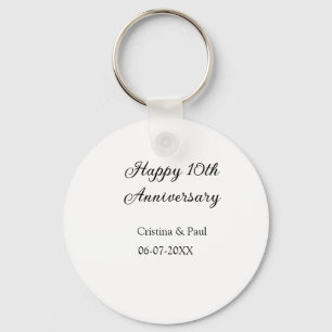 Happy 10. Jubiläum einfache minimale Hochzeitsbeze Schlüsselanhänger