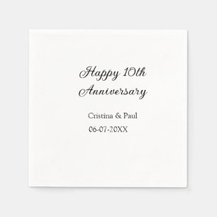 Happy 10. Jubiläum einfache minimale Hochzeitsbeze Serviette