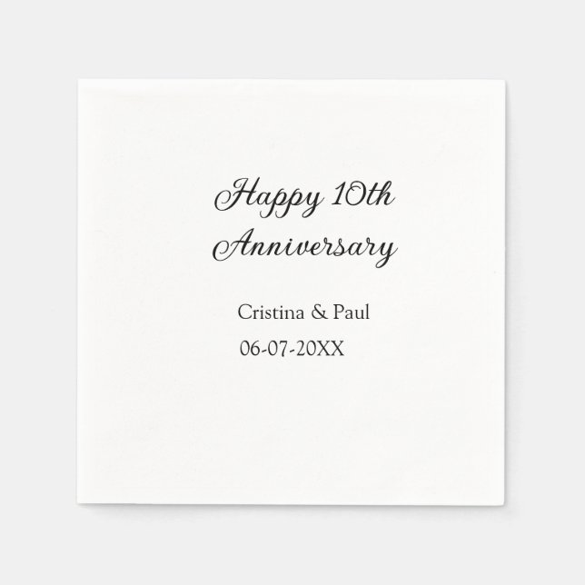 Happy 10. Jubiläum einfache minimale Hochzeitsbeze Serviette (Vorderseite)