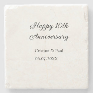 Happy 10. Jubiläum einfache minimale Hochzeitsbeze Steinuntersetzer