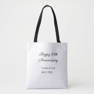 Happy 10. Jubiläum einfache minimale Hochzeitsbeze Tasche