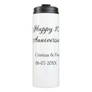 Happy 10. Jubiläum einfache minimale Hochzeitsbeze Thermosbecher