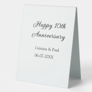 Happy 10. Jubiläum einfache minimale Hochzeitsbeze Tischaufsteller