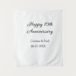 Happy 10. Jubiläum einfache minimale Hochzeitsbeze Wandteppich