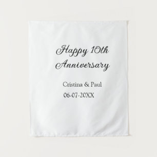 Happy 10. Jubiläum einfache minimale Hochzeitsbeze Wandteppich