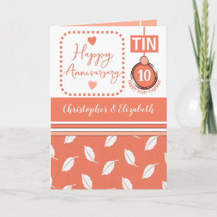 Happy 10. Jubiläum Zinn hinzufügen Namen Korallen Karte