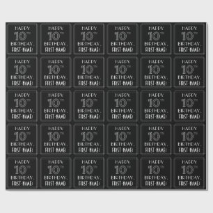 HAPPY 10TH BIRTHDAY; Art Deco Style w/ Custom Name Geschenkpapier