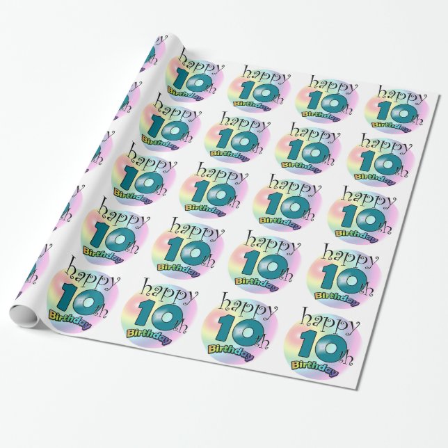 Happy 10th Birthday Geschenkpapier (Ungerollt)
