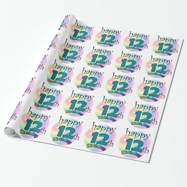 Happy 12th Birthday Geschenkpapier (Ungerollt)