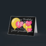 Happy 12th Birthday Great Granddaughter Karte<br><div class="desc">Birthday greeting for Great Granddaughter's 12th birthday with a black background,  yellow ballons and pink hearts. Some original Artwork-Koordinate-Koordinatoren für die Sicherheit von Fluggästen</div>