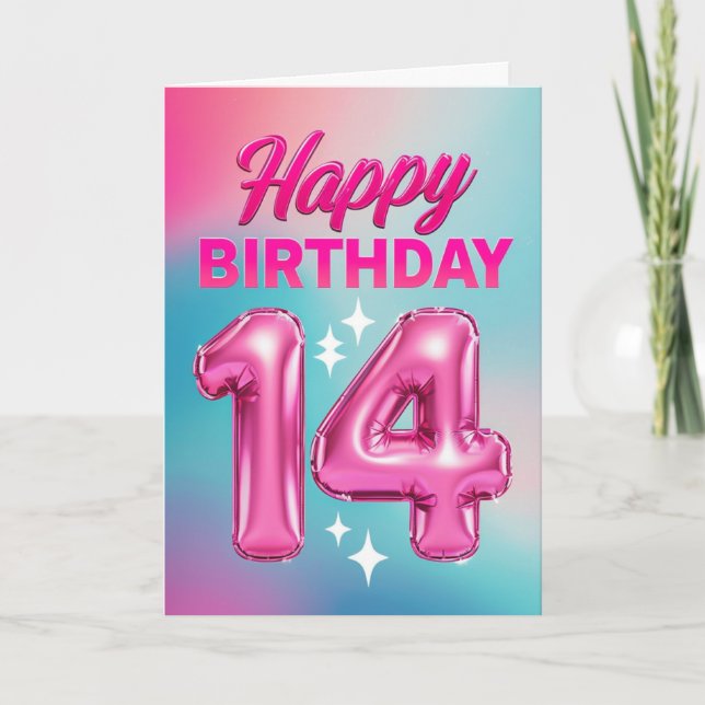 Happy 14. Geburtstagskarte Karte (Vorderseite)