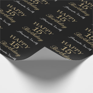 Happy 15. Geburtstag Gold Glitzer Wrapping Paper Geschenkpapier