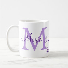 Happy 16. Geburtstag lila Name Monogram hinzufügen Kaffeetasse