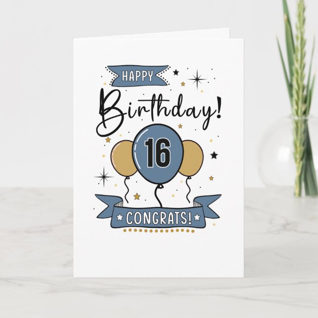 Happy 16. Geburtstagskarte Dankeskarte (Vorderseite)