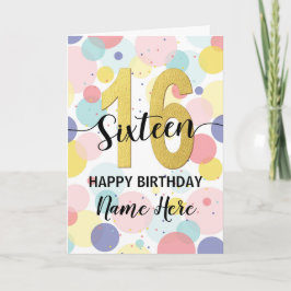 Happy 16th Birthday Pastel Rainbow and Gold Girl Karte