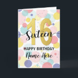 Happy 16th Birthday Pastel Rainbow and Gold Girl Karte<br><div class="desc">Fun,  cheerful,  elegant and colourful design birthday card. 
Firework in bright rainbow colours. Faux gold big number.
Get this cheerful card to celebrate your friend or family!</div>