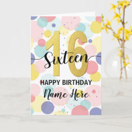 Happy 16th Birthday Pastel Rainbow and Gold Girl Karte