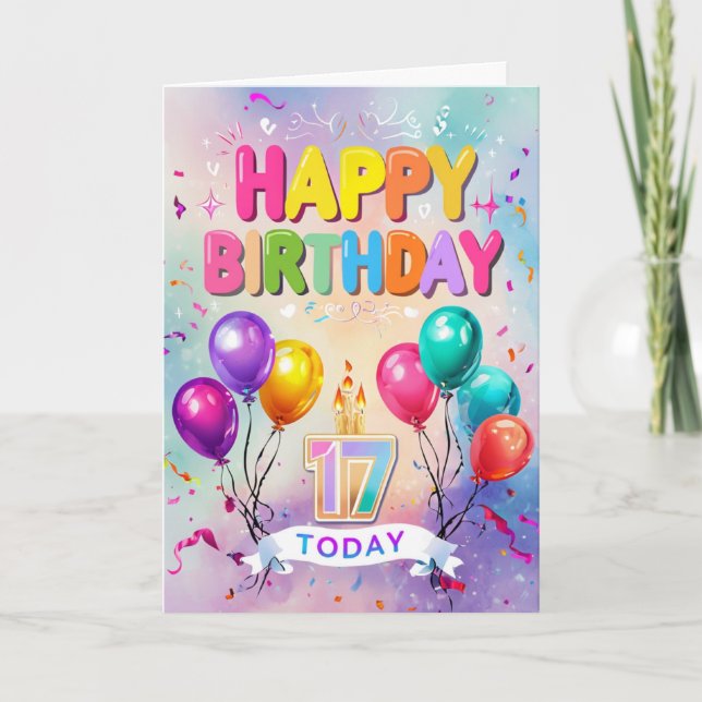 Happy 17. Geburtstagskarte Karte (Vorderseite)