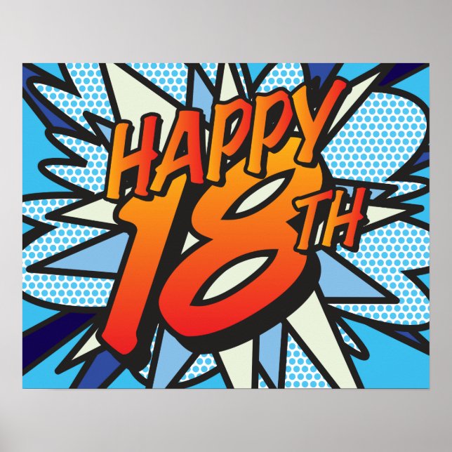 HAPPY 18TH Comic Book Pop Art Poster (Vorne)