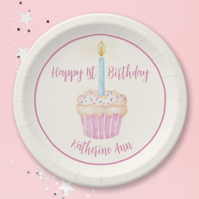 Happy 1. Geburtstag Cupcake Paper Plate Pappteller (Von Creator hochgeladen)