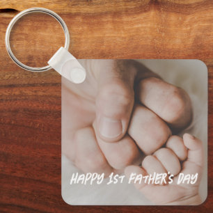 Happy 1. Vater Foto minimalistischer Trend Schlüsselanhänger
