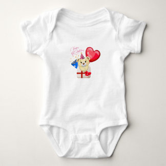 Happy 1st Birthday Bear  baby Bodysuit  Baby Strampler