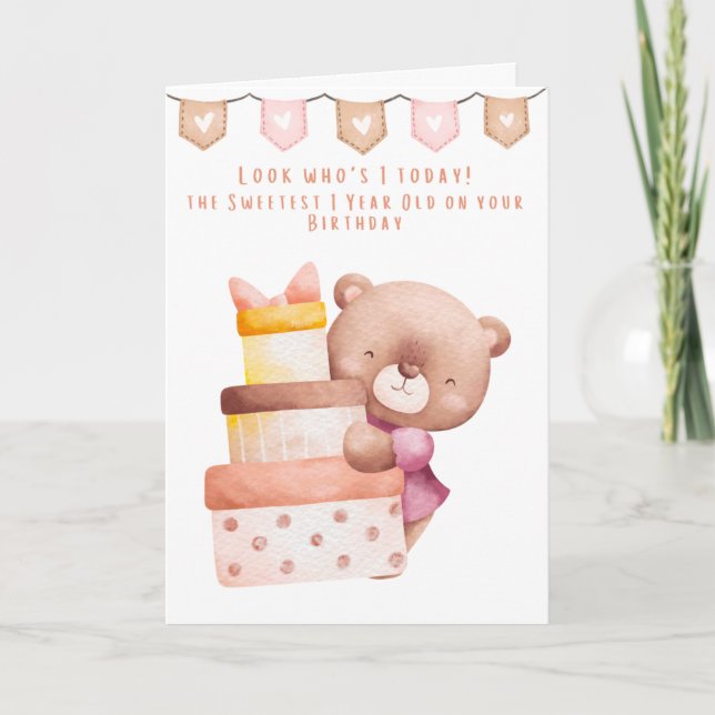 Happy 1st Birthday Enkelin Karte (Vorderseite)