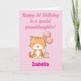 Happy 1st Birthday Granddaughter, Cute Kitten Karte