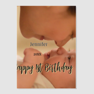 Happy 1st birthday kids baby mother black yellow 