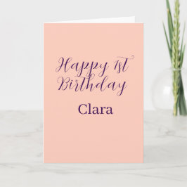 Happy 1st birthday orange purple boho retro name  karte