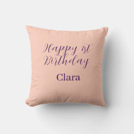 Happy 1st birthday orange purple boho retro name  kissen