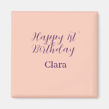 Happy 1st birthday orange purple boho retro name 