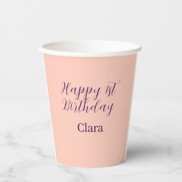 Happy 1st birthday orange purple boho retro name  pappbecher