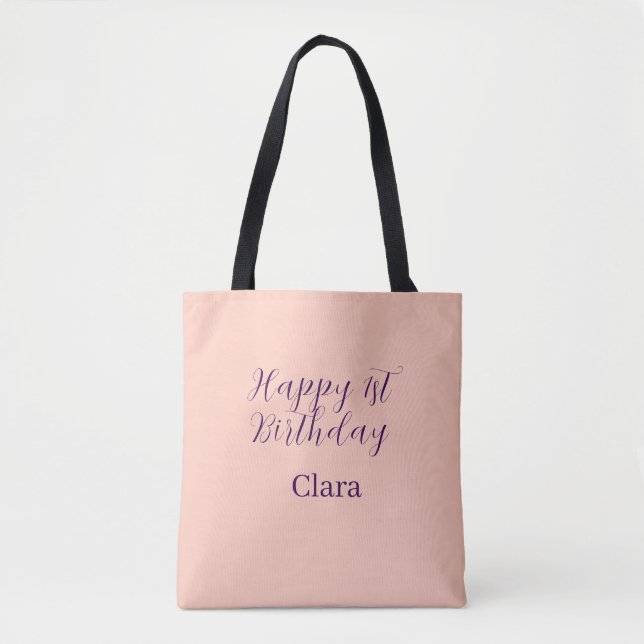 Happy 1st birthday orange purple boho retro name  tasche (Vorderseite)
