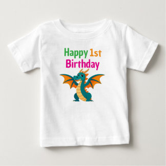 Happy 1st Birthday Süßer Grüner Drache T-Shirt