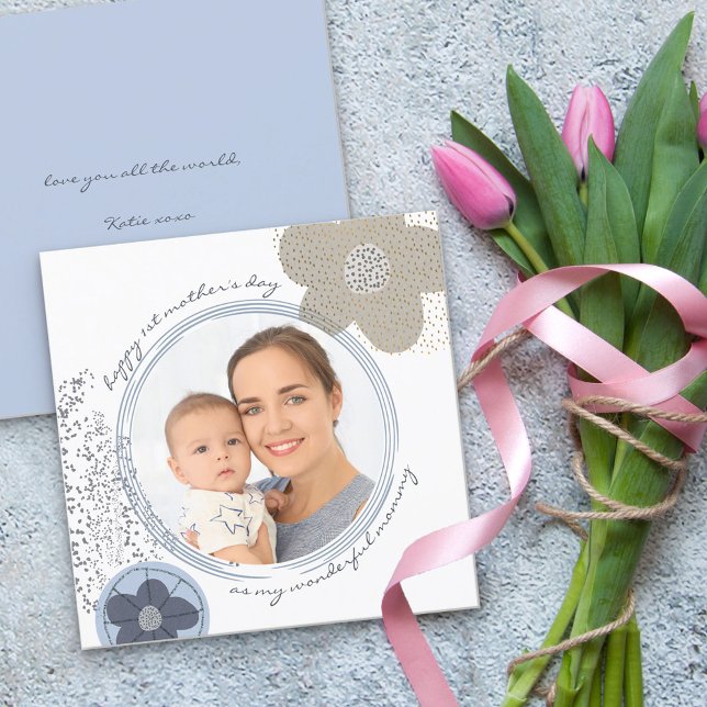 Happy 1st Mothers Day Mommy Modern Blume Foto (Von Creator hochgeladen)