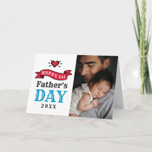 Happy 1st Vathers Day Typografy Foto Karte