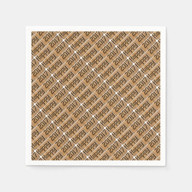 Happy 2017 graved Rustic Brown Typografy Serviette (Vorderseite)