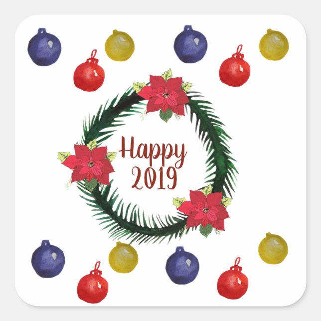 Happy 2019 Sticker (Vorderseite)