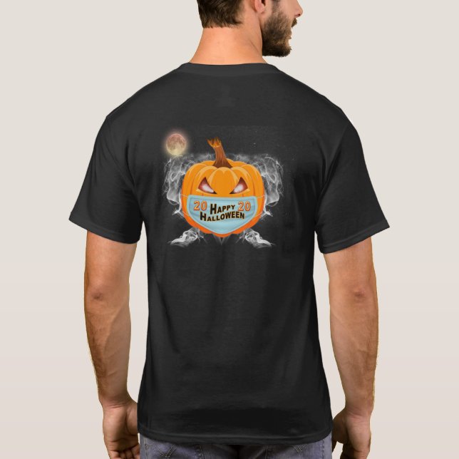 : Happy 2020 Halloween Fire Mit Augen Pumpkin T-Shirt (Rückseite)