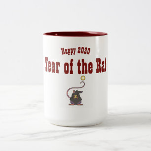 Happy 2020 Jahr RAT Chinesisches Neujahr Zodiac Ge Zweifarbige Tasse