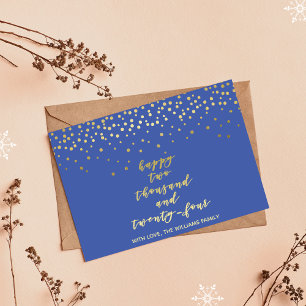 Happy 2024 - Goldenes Drehbuch & Confetti - Neujah Postkarte