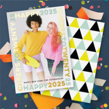 Happy 2025 Blocks Frame Typografy New Year Foto