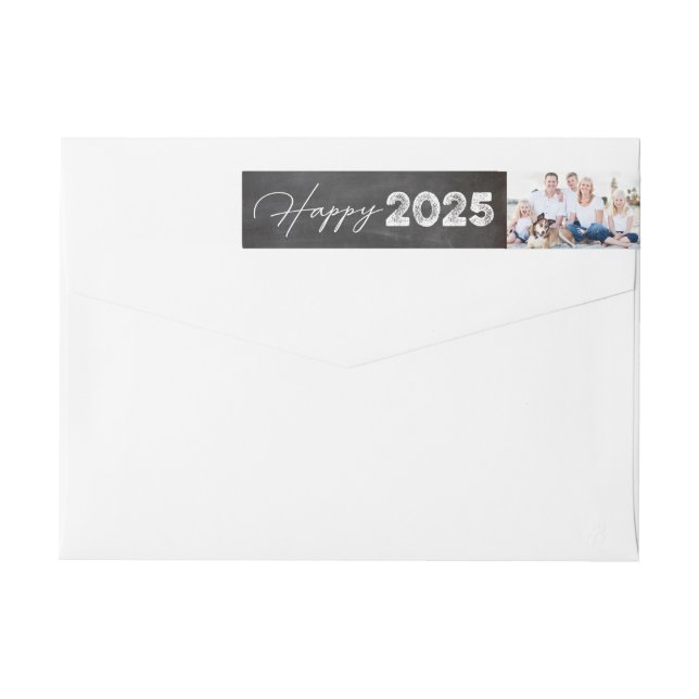 Happy 2025 Typografy New Year Foto Address (Rückseite)